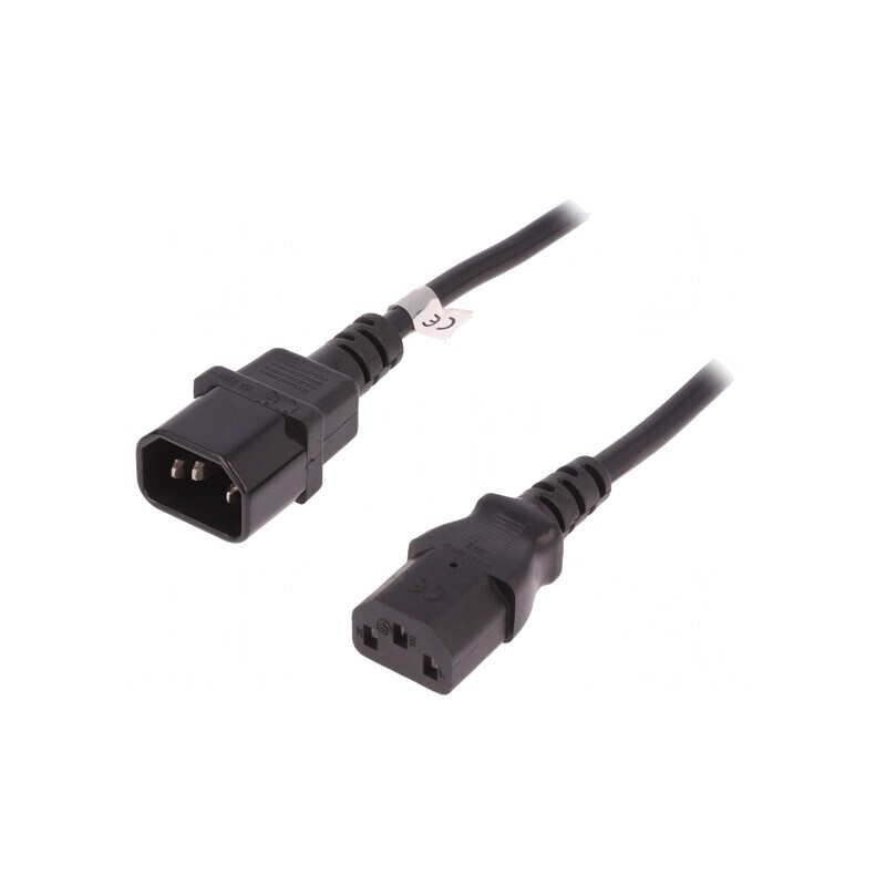 Cablu de Alimentare 1,8m IEC C13 - IEC C14 10A 250V Negru | Electronic-mag.ro | Componente Electronice