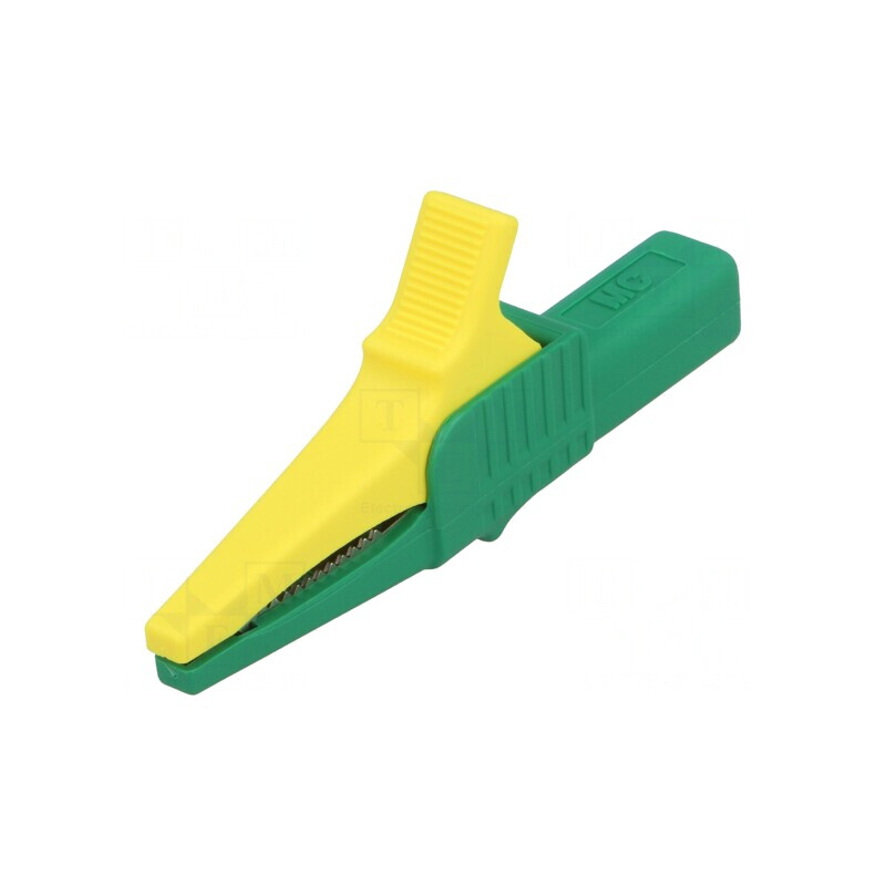 Bornă crocodil 32A galben-verde 4mm | Electronic-mag.ro | Componente Electronice
