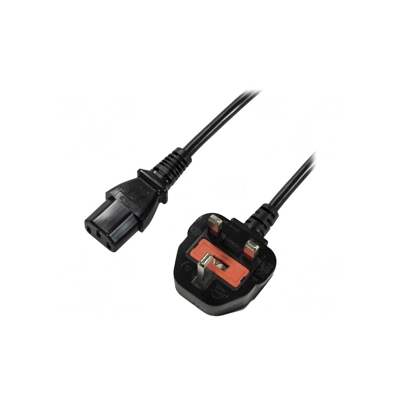 Cablu Alimentare Negru 1.8m 3x0.75mm2 BS 1363 la IEC C13 | Electronic-mag.ro | Componente Electronice