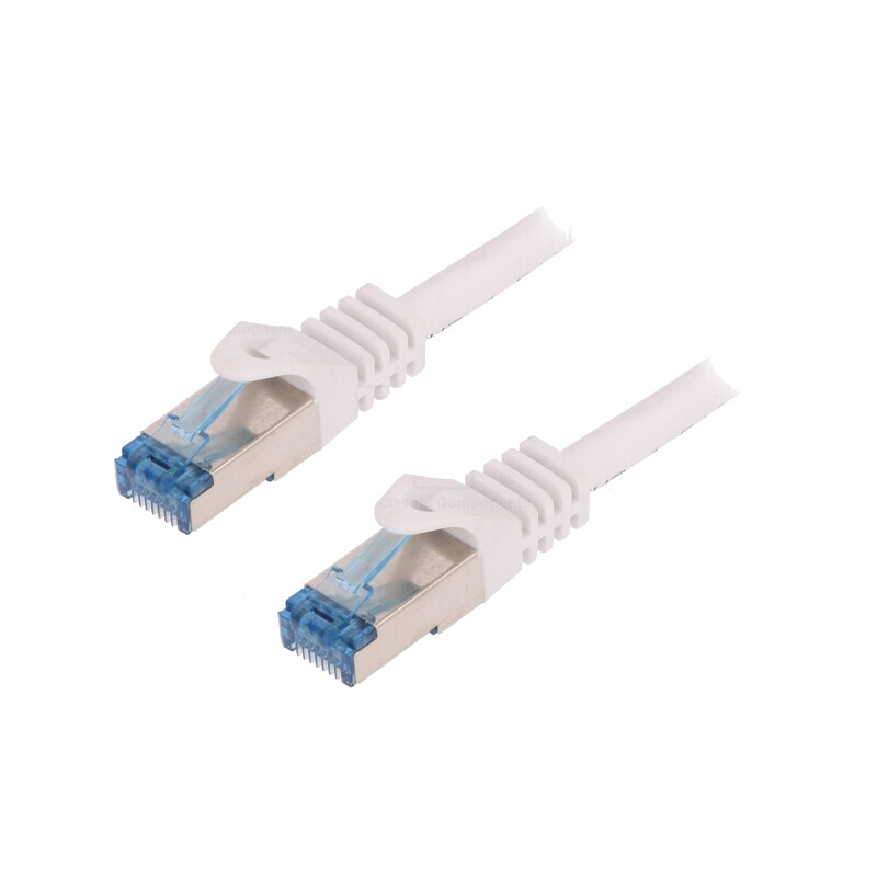 Patch cord S/FTP Cat6a LSZH alb 5m aurit | Electronic-mag.ro | Componente Electronice