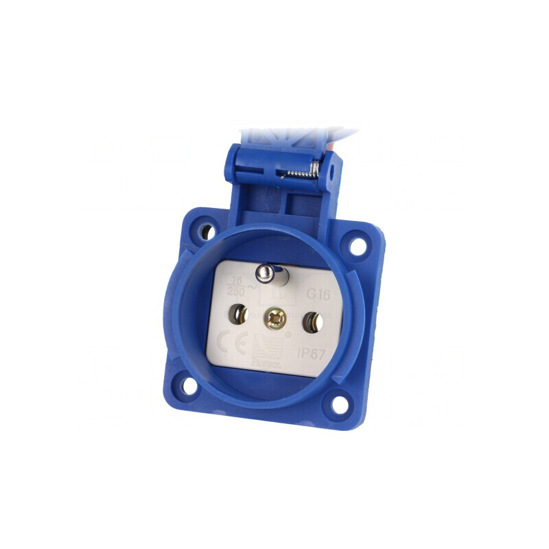 Conector alimentare AC 2P+PE 250V 16A Albastru | Electronic-mag.ro | Componente Electronice
