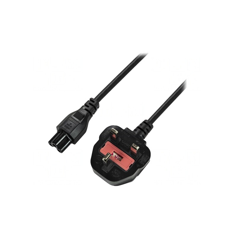 Cablu Alimentare 1.8m Negru 3x0.75mm2 BS 1363 la IEC C5 | Electronic-mag.ro | Componente Electronice