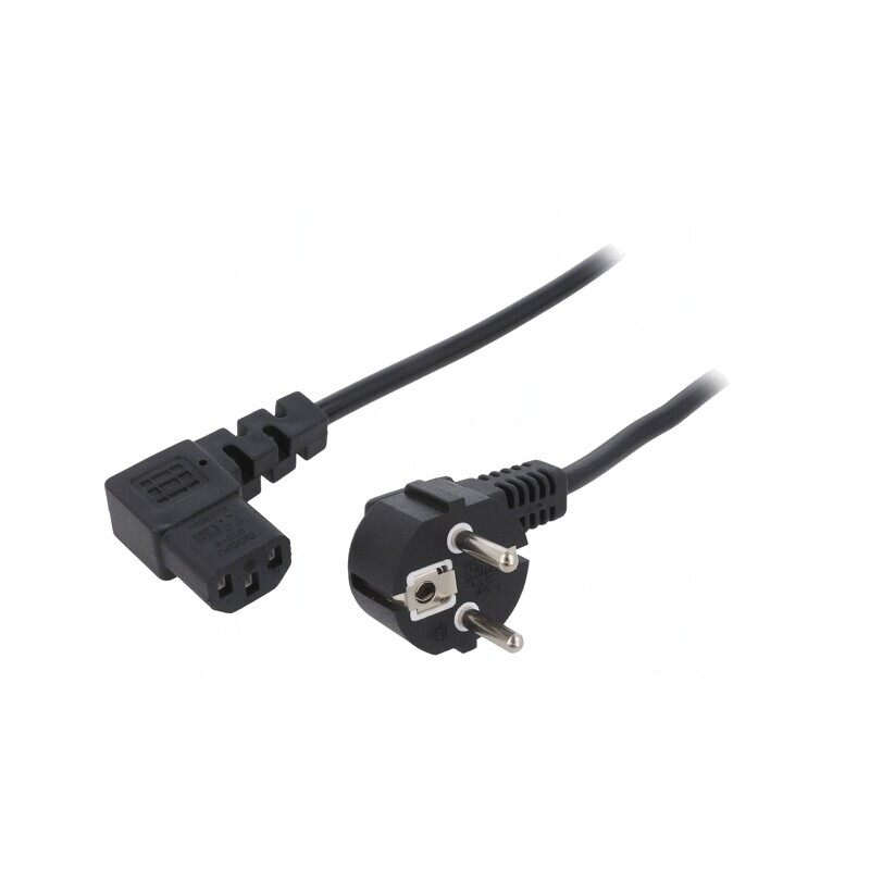 Cablu Alimentare 3x1mm2 Ștecăr Unghi CEE 7/7 la IEC C13 90° | Electronic-mag.ro | Componente Electronice