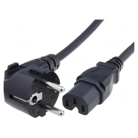 Cablu Electric 3x0,75mm2 cu Ștecăr Unghiular și Conector IEC C15 | Electronic-mag.ro | Componente Electronice