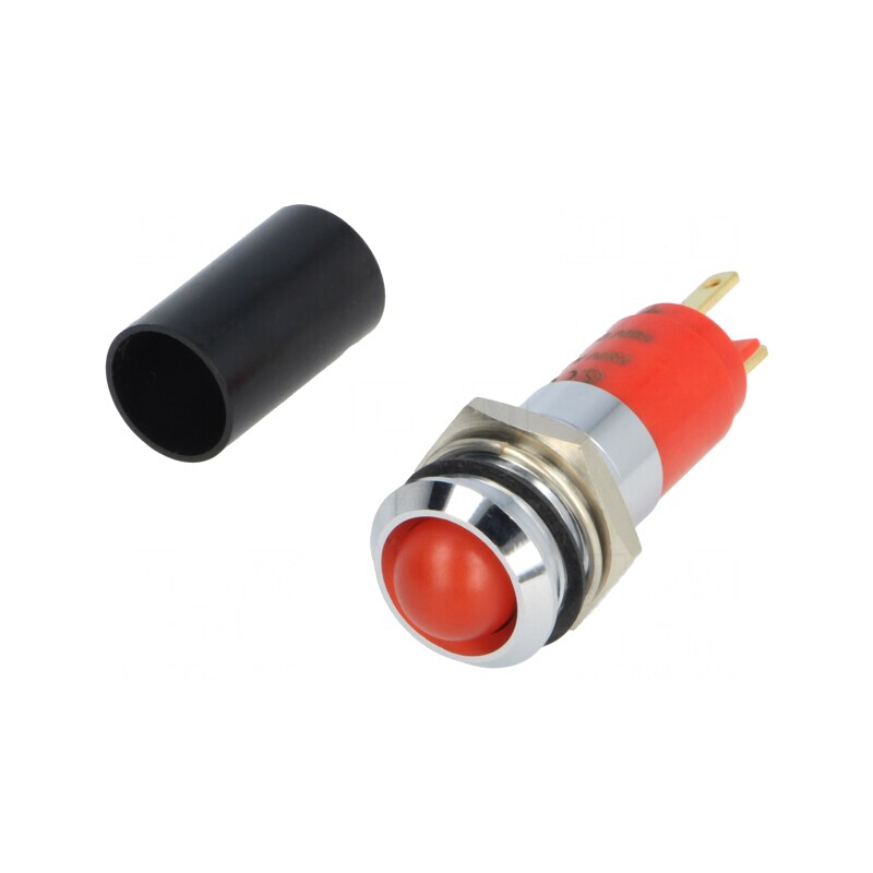 Lampă LED de control roșie 230VAC IP67 metal Ø14,2mm | Electronic-mag.ro | Componente Electronice
