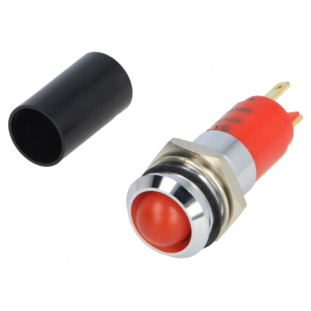 Lampă LED de control roșie 230VAC IP67 metal Ø14,2mm | Electronic-mag.ro | Componente Electronice