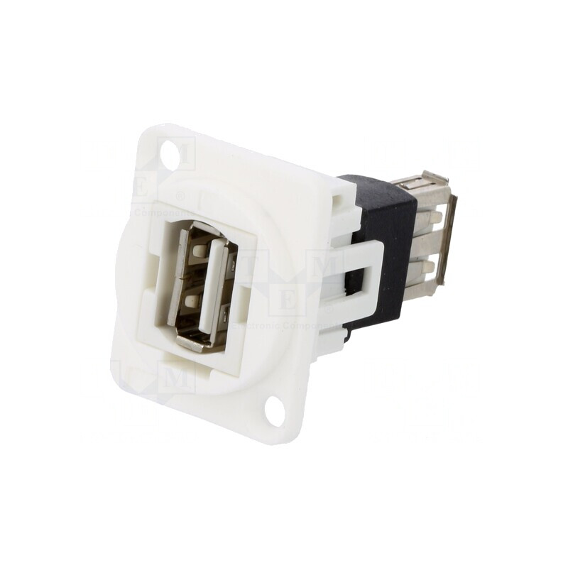 Adaptor USB A, dublu soclu, USB 2.0, plastic | Electronic-mag.ro | Componente Electronice