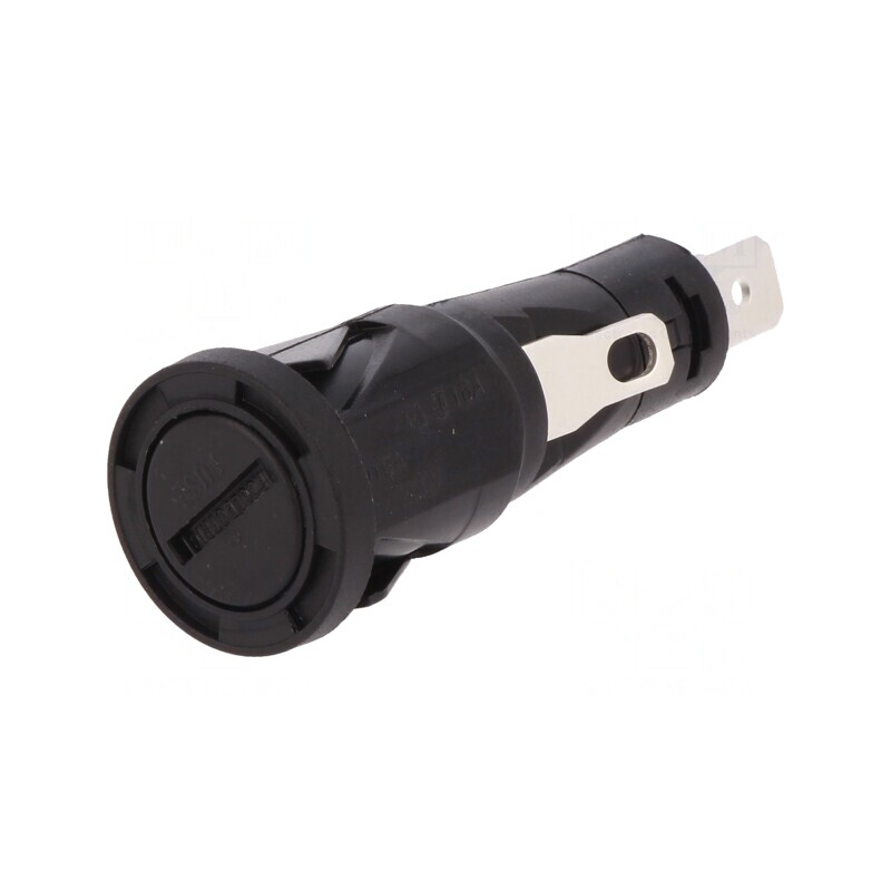 Clemă siguranțe cilindrice 6,3x32mm 250V neagră pe panou | Electronic-mag.ro | Componente Electronice