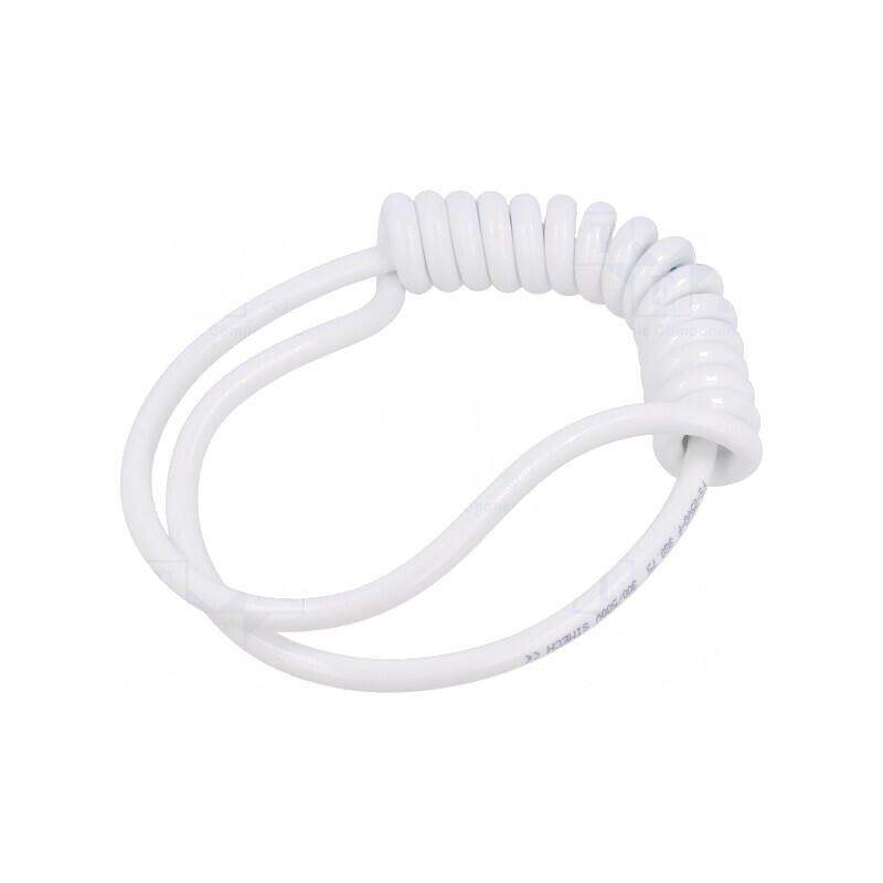 Cablu spiralat 3G1mm2 PUR alb 0,1m-0,35m | Electronic-mag.ro | Componente Electronice