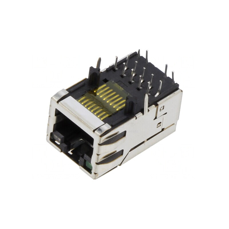 Soclu RJ45 8P8C Ecranat cu LED THT | Electronic-mag.ro | Componente Electronice