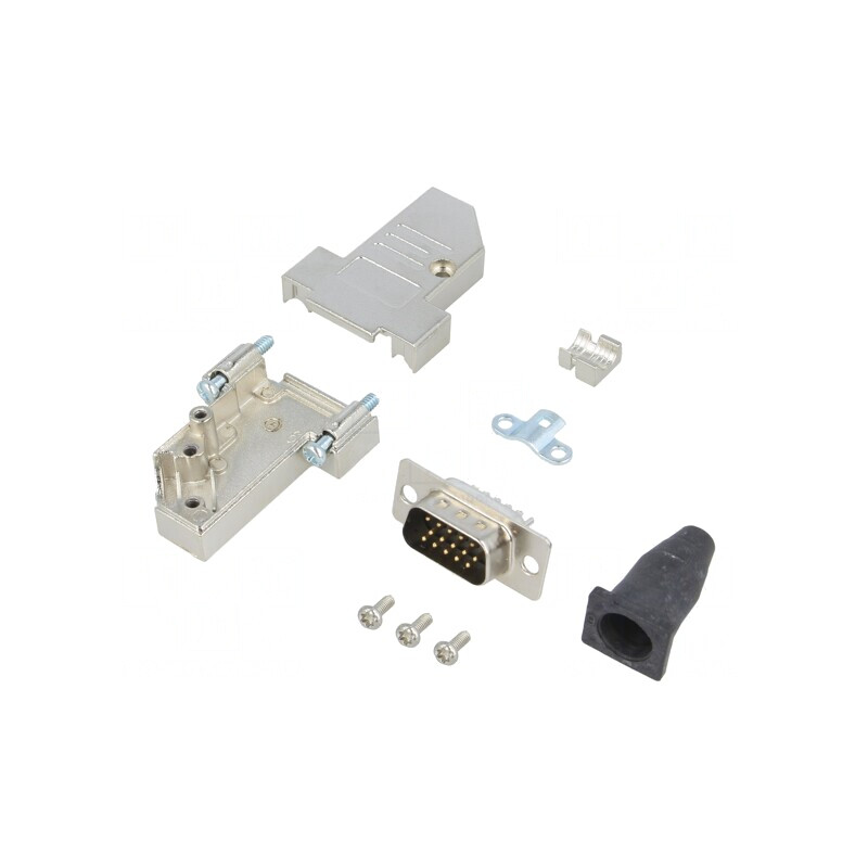 Mufă D-Sub 15 PIN Tată Lipire Neagră | Electronic-mag.ro | Componente Electronice