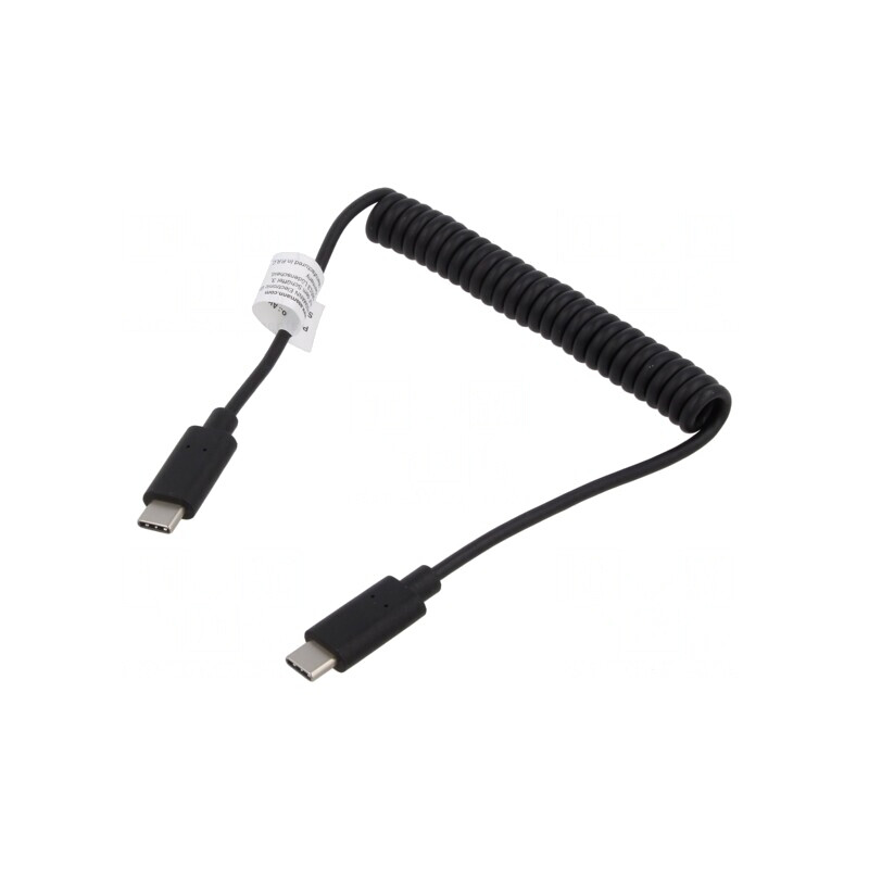 Cablu Power Delivery Spiralat USB 2.0 Negru | Electronic-mag.ro | Componente Electronice
