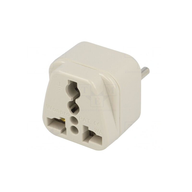 Adaptor Alb 2P PE 250VAC 10A Tip L 3 Pin | Electronic-mag.ro | Componente Electronice