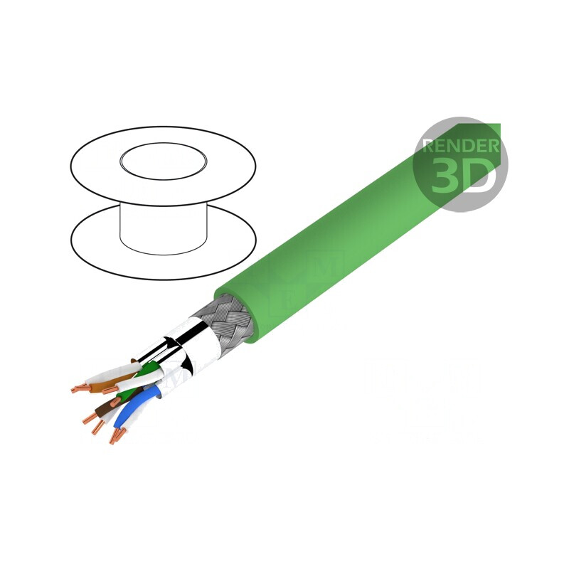 Cablu Ethernet Industrial S/FTP Cat6a PVC Verde 22AWG 4 Perechi | Electronic-mag.ro | Componente Electronice
