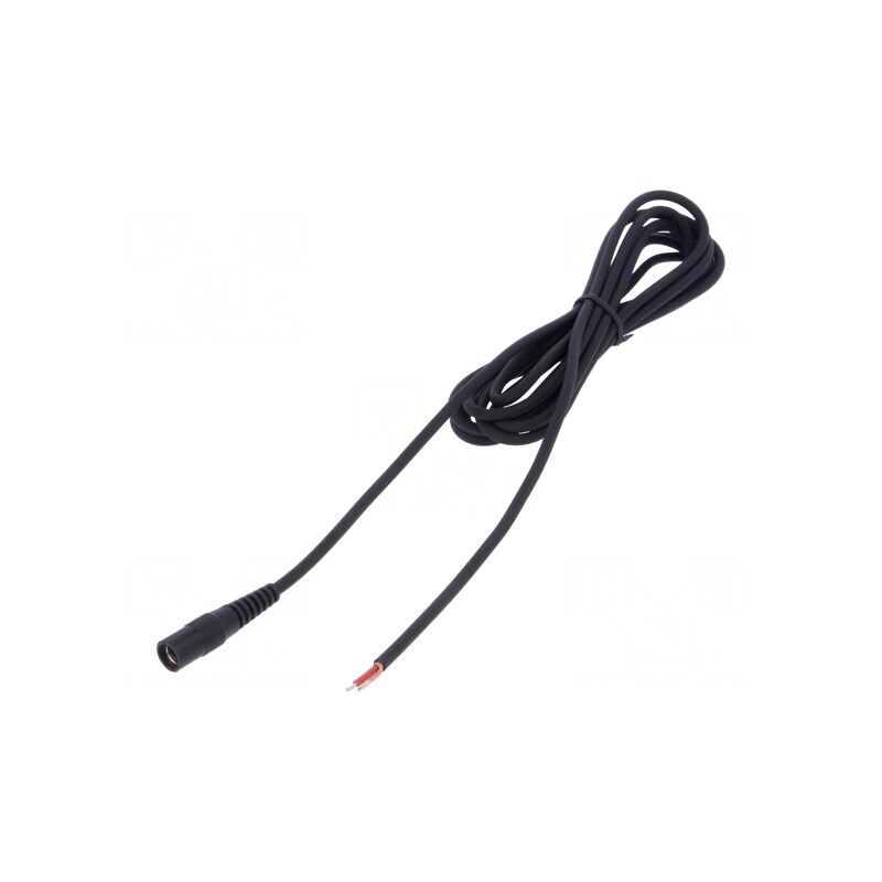 Cablu Alimentare DC 5,5/2,1 Soclu Drept Negru 3m 1x1mm2 | Electronic-mag.ro | Componente Electronice