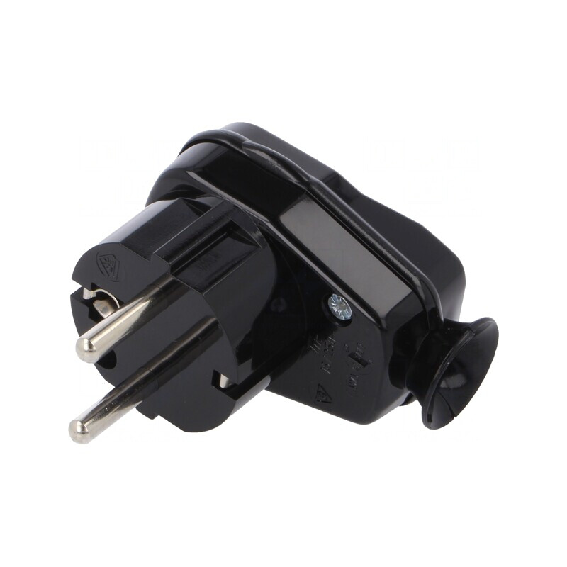 Conector Alimentare AC Tată 2P PE 250V 16A Negru | Electronic-mag.ro | Componente Electronice