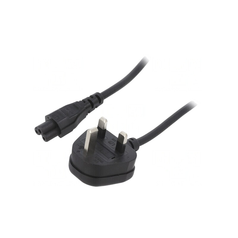 Cablu Alimentare 3m Negru 3A 3x0,75mm2 BS 1363 la IEC C5 | Electronic-mag.ro | Componente Electronice