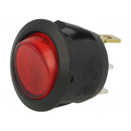 Comutator Rocker ON-OFF 6A 250V roșu cu lampă neon 230V | Electronic-mag.ro | Componente Electronice