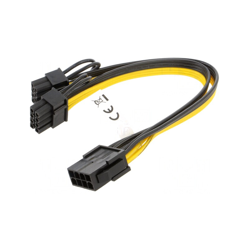 Cablu Alimentare PCIe 8pin Tată la 2x 8pin Mamă 0,23m | Electronic-mag.ro | Componente Electronice