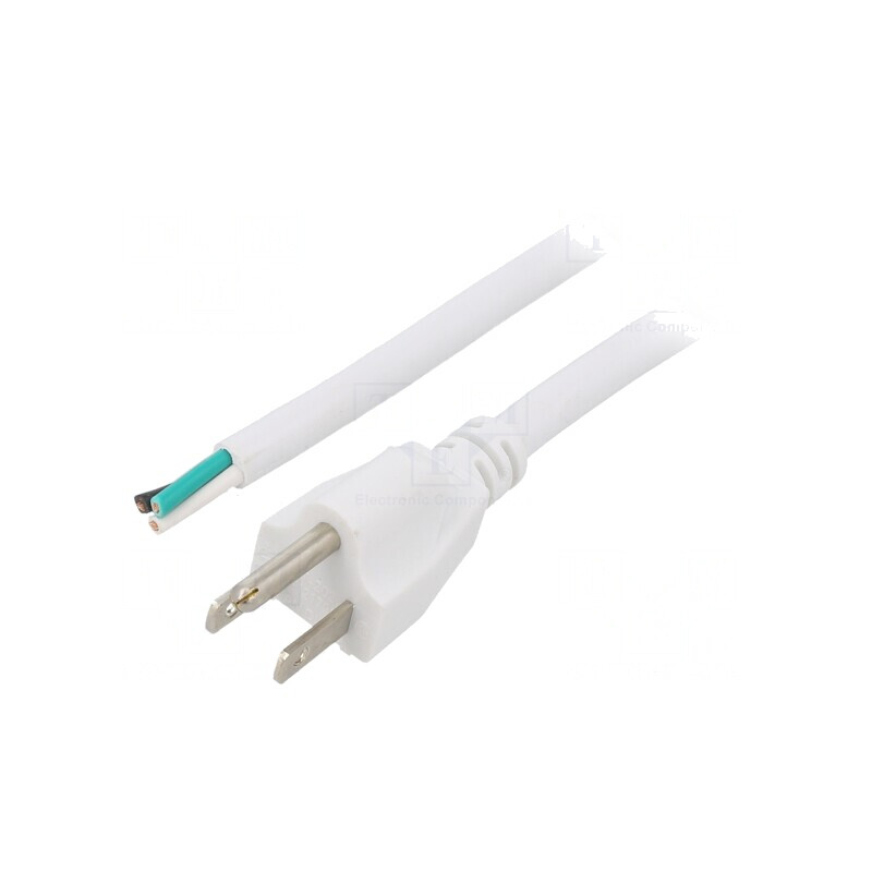 Cablu de Alimentare 3m Alb 13A 125V NEMA 5-15 | Electronic-mag.ro | Componente Electronice
