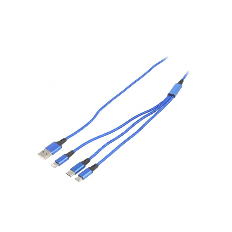 Cablu USB 2.0 1,2m Albastru Textilă | Electronic-mag.ro | Componente Electronice