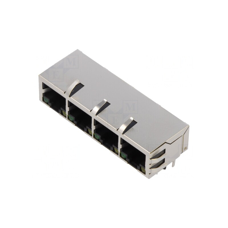 Soclu RJ45 Ecranat cu LED 8P8C THT | Electronic-mag.ro | Componente Electronice