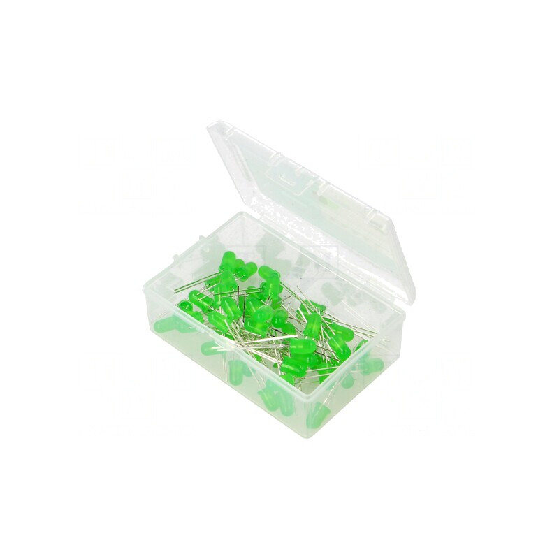 Set LED-uri Verzi 5mm 50buc 3-15V cu Cutie Plastic | Electronic-mag.ro | Componente Electronice
