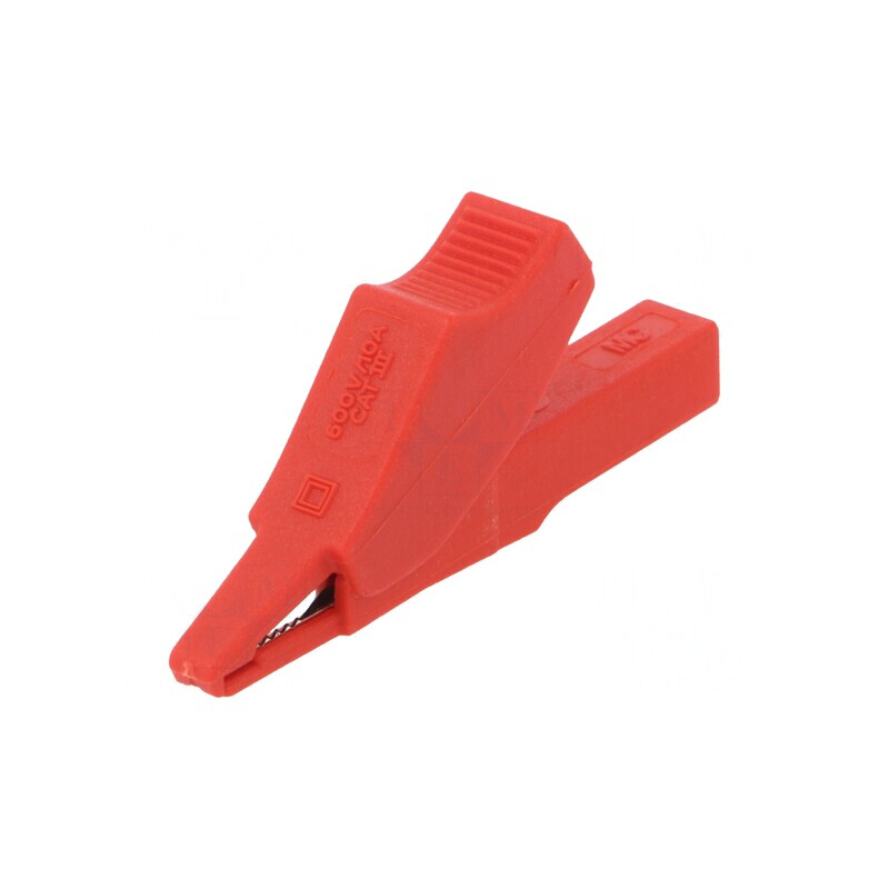 Bornă crocodil roșie 10A 60VDC nichelată 58,5mm | Electronic-mag.ro | Componente Electronice