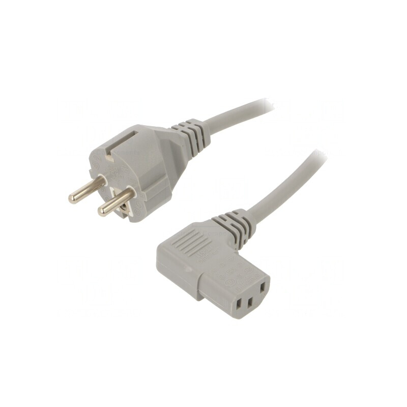 Cablu Alimentare 3m Gri 3x1mm2 CEE 7/7 la IEC C13 90° | Electronic-mag.ro | Componente Electronice
