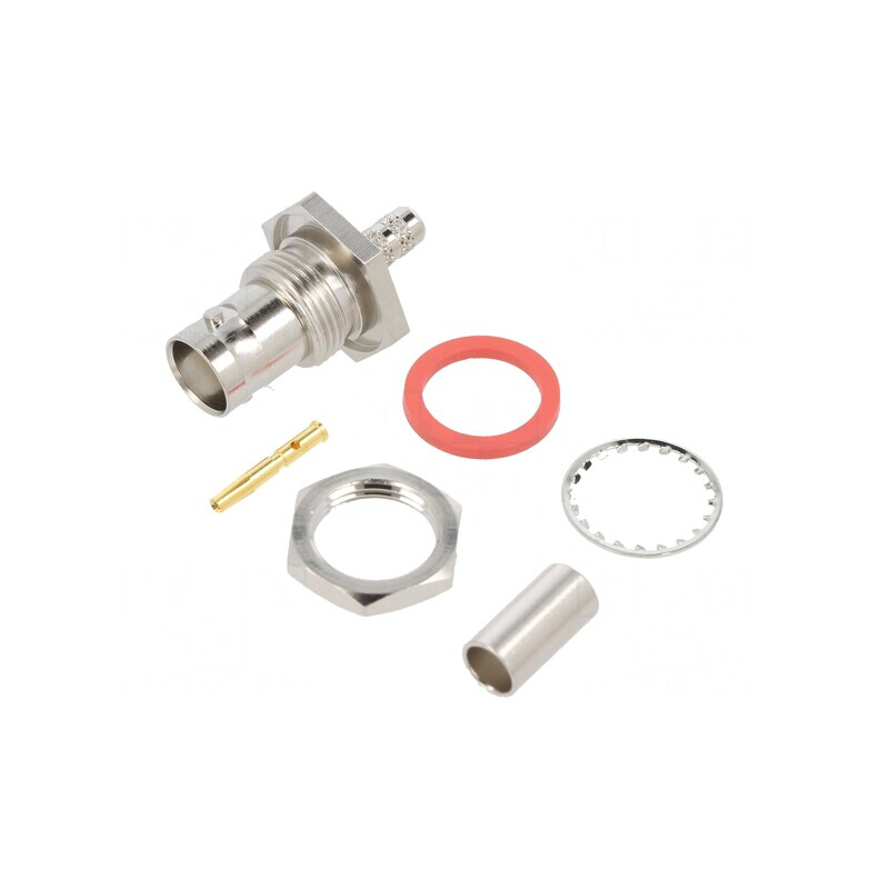 Soclu BNC Mamă 50Ω Crimpat Aurit PTFE | Electronic-mag.ro | Componente Electronice