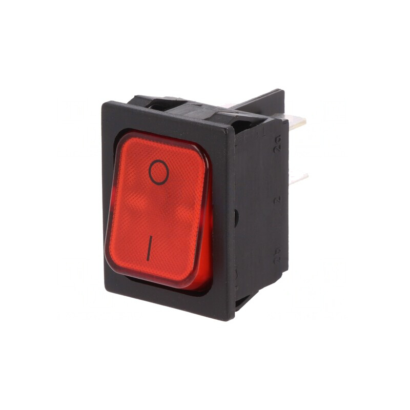 Intrerupator Balansier DPST ON-OFF 20A 250V Rosu IP40 cu Bec 230V | Electronic-mag.ro | Componente Electronice