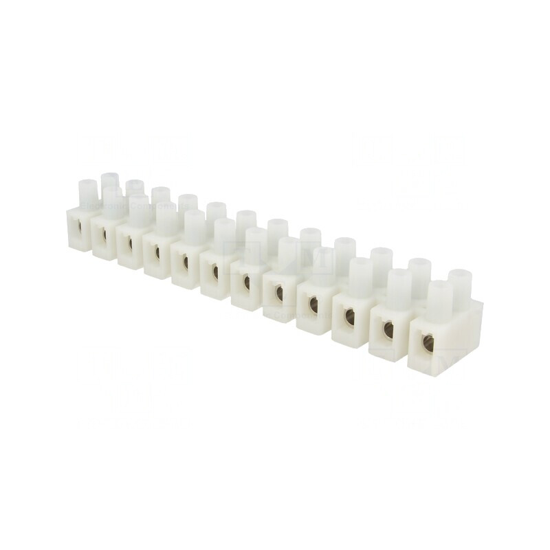 Regletă conexiuni terminale 10mm2 albă 57A 500V | Electronic-mag.ro | Componente Electronice