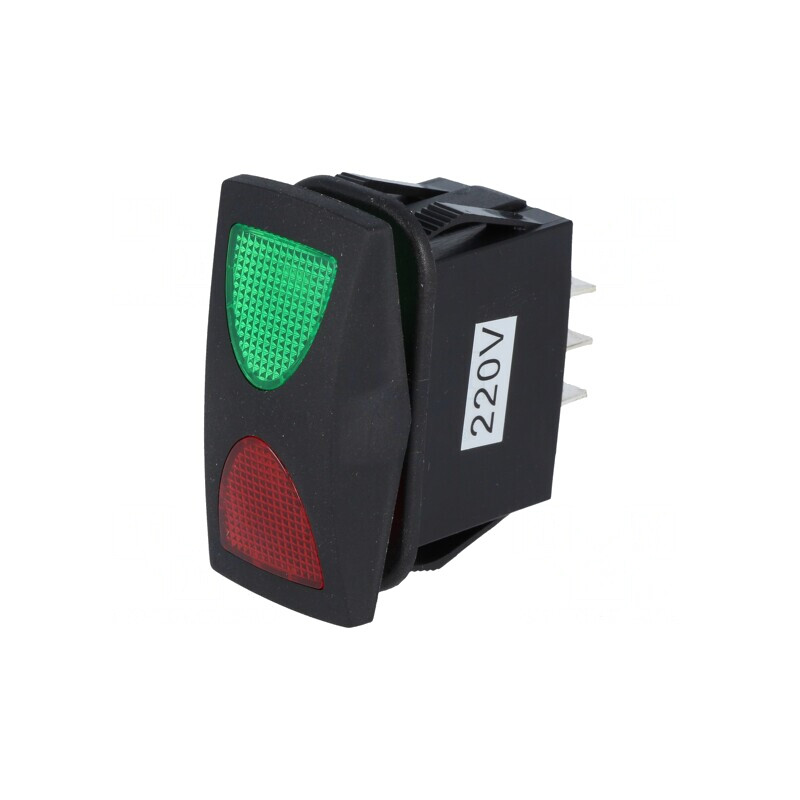 Comutator Basculant Verde-Roșu ON-OFF-ON 10A 250V LED IP66 | Electronic-mag.ro | Componente Electronice