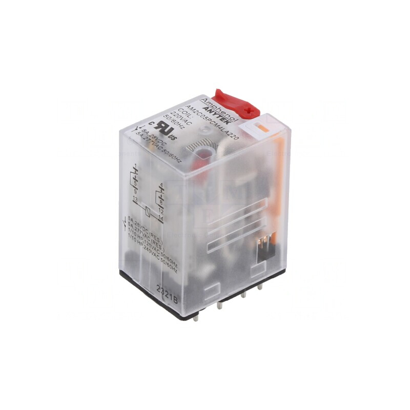 Releu electromagnetic industrial DPDT 220VAC 5A PCB | Electronic-mag.ro | Componente Electronice