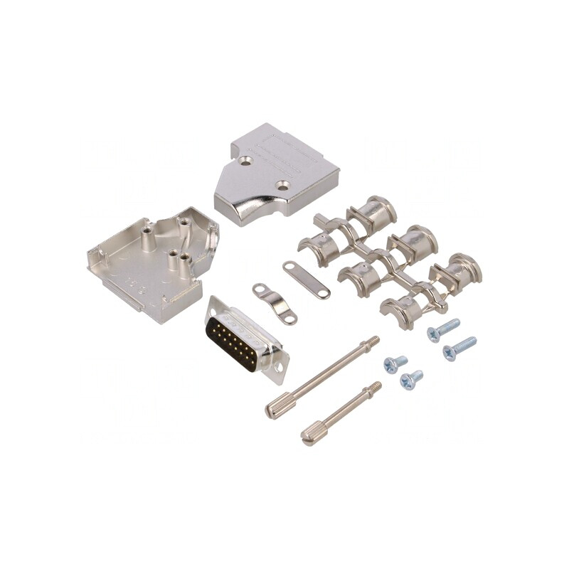 Conector D-Sub 15-Pini Mufă Tată Neagră pentru Lipire Pe Cablu | Electronic-mag.ro | Componente Electronice