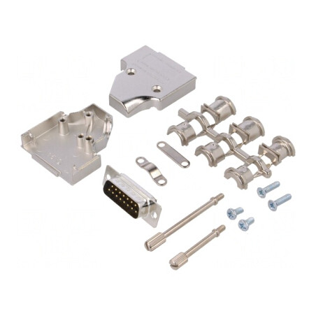 Conector D-Sub 15-Pini Mufă Tată Neagră pentru Lipire Pe Cablu | Electronic-mag.ro | Componente Electronice