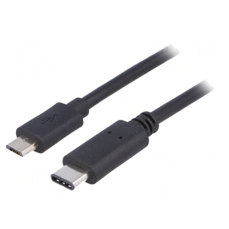 Cablu USB 2.0 micro USB-C 1m Negru | Electronic-mag.ro | Componente Electronice