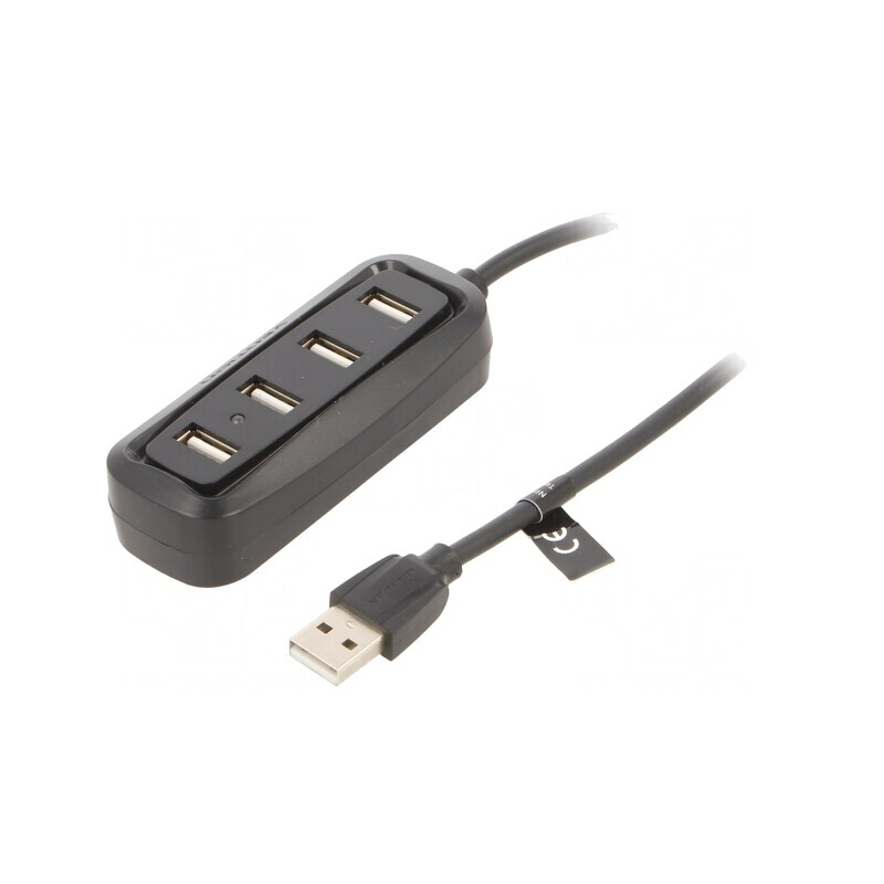 Hub USB 2.0 Negru cu 4 Porturi 480Mbps | Electronic-mag.ro | Componente Electronice