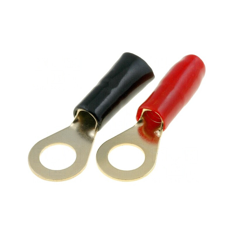 Terminal Inelar M8 16mm2 Aurit Izolat Negru/Roșu 20 Bucăți | Electronic-mag.ro | Componente Electronice