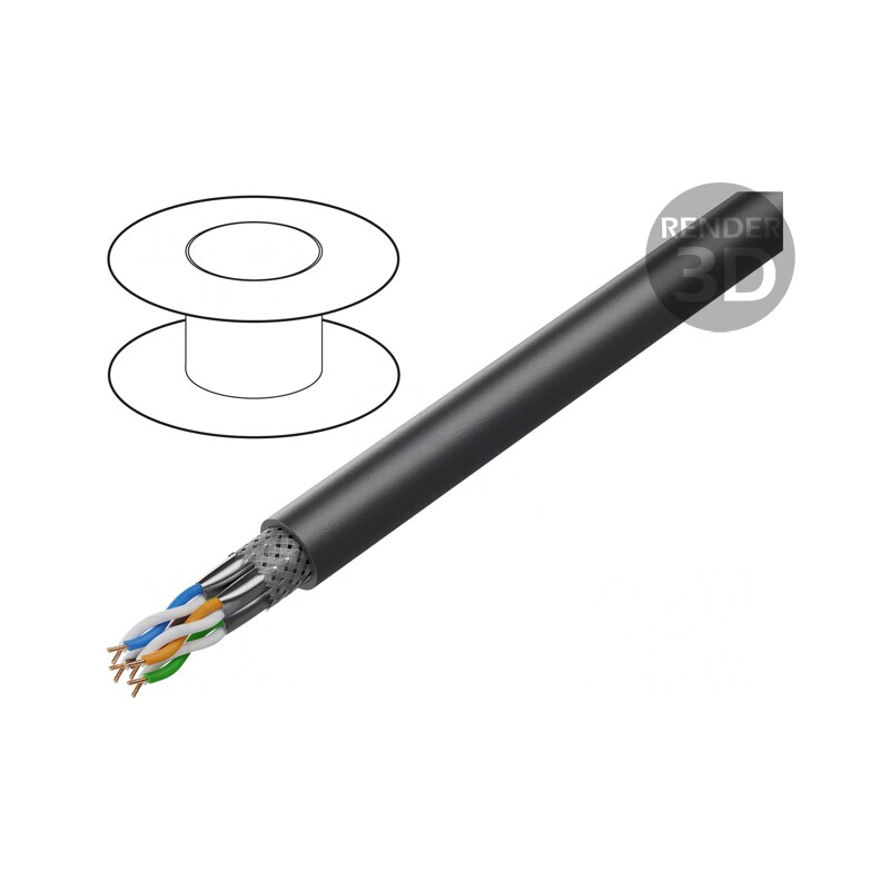 Cablu HELUKAT 600 S/FTP Cat7e 23AWG PVC Negru | Electronic-mag.ro | Componente Electronice