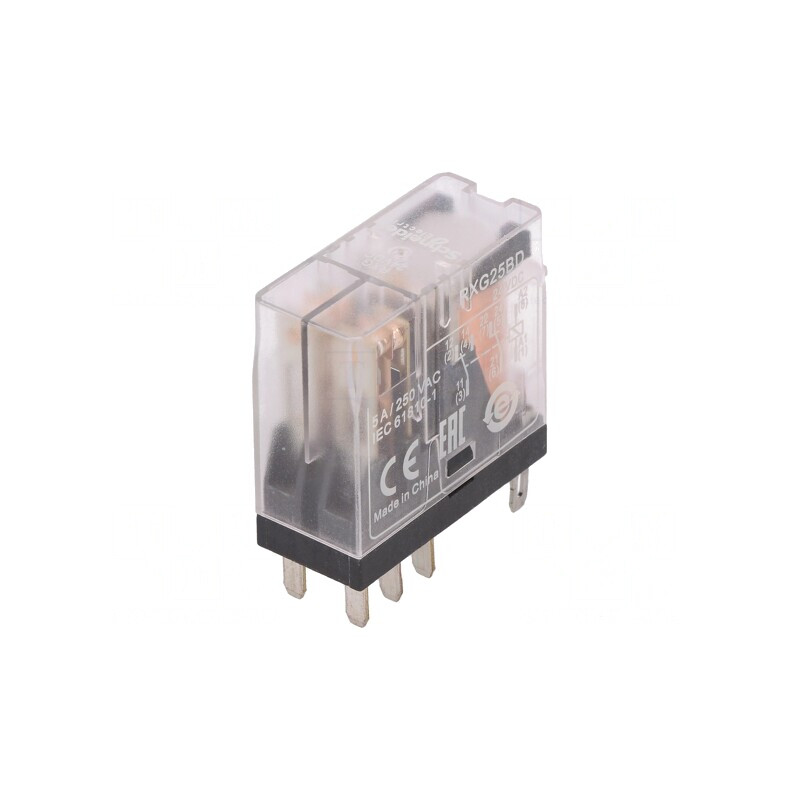 Releu electromagnetic DPDT 24VDC 5A 250VAC cu soclu | Electronic-mag.ro | Componente Electronice