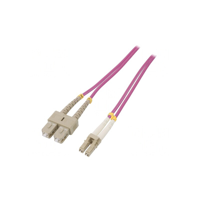 Patch cord fibră OM4 LC/UPC-SC/UPC 2m roz 3mm | Electronic-mag.ro | Componente Electronice
