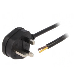 Cablu Electric BS 1363 3x1mm2 PVC 3m Negru 13A | Electronic-mag.ro | Componente Electronice