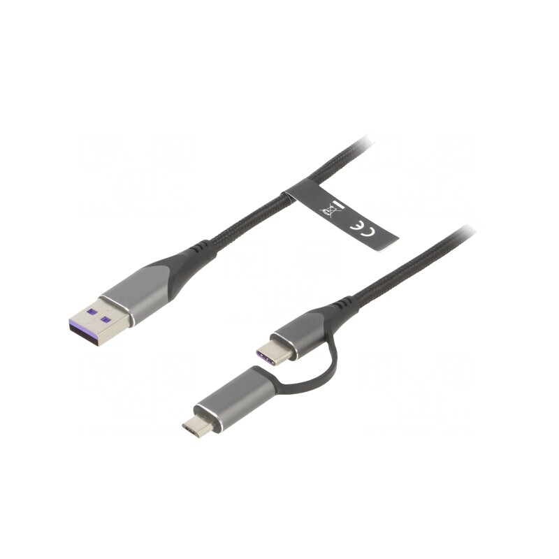 Cablu USB 2.0 0,5m USB A la Micro B și USB C | Electronic-mag.ro | Componente Electronice