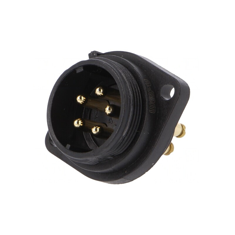 Soclu SP21 Tată 5 PIN IP68 10A 500V Terminal Șurub | Electronic-mag.ro | Componente Electronice