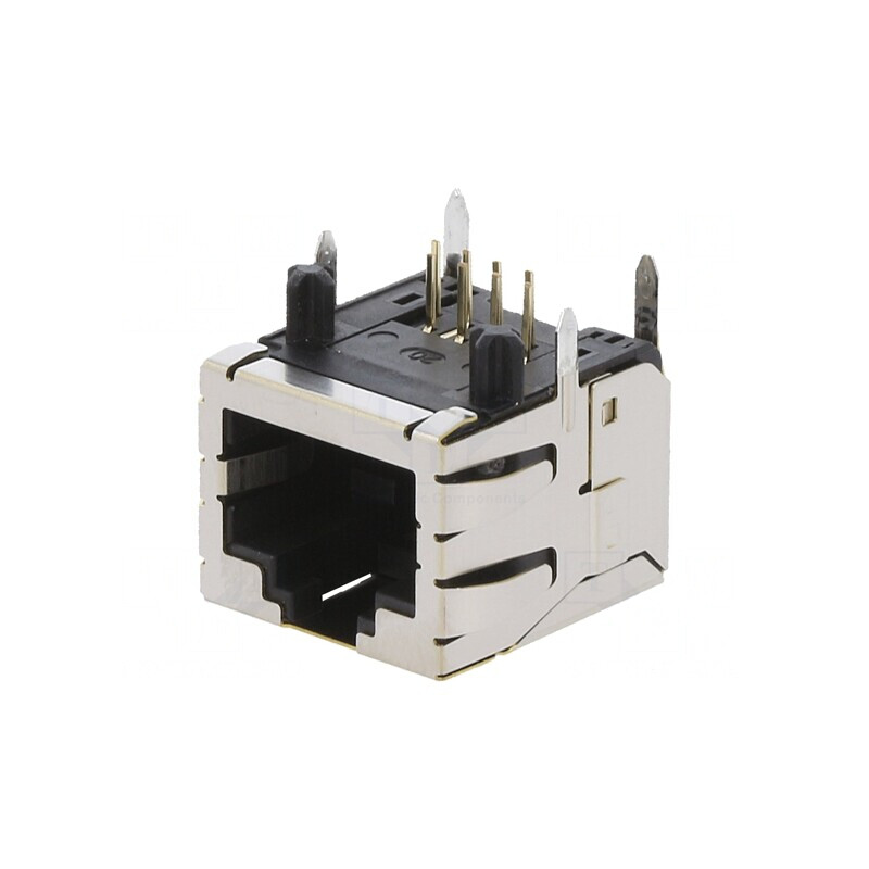 Soclu RJ45 8P8C Aurit pentru PCB THT | Electronic-mag.ro | Componente Electronice