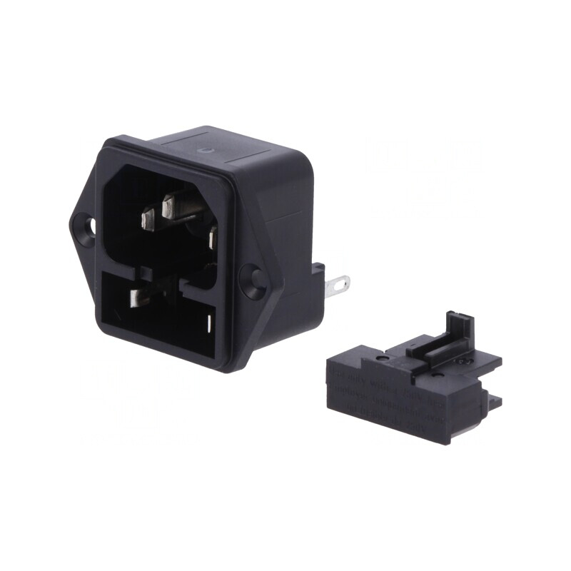 Conector alimentare AC soclu tată 10A 250VAC IEC 60320 | Electronic-mag.ro | Componente Electronice