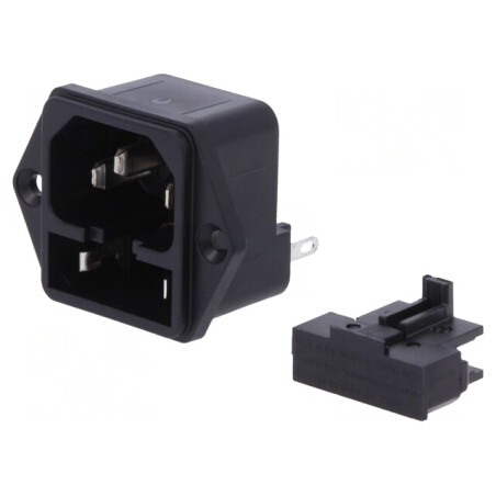 Conector alimentare AC soclu tată 10A 250VAC IEC 60320 | Electronic-mag.ro | Componente Electronice