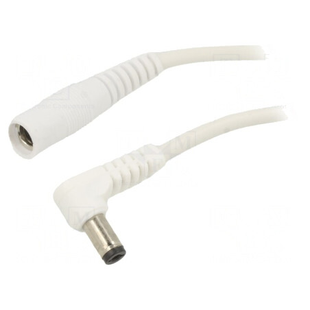 Cablu Alb 1x1mm2 DC 5,5/2,1 Mufă Soclu în Unghi | Electronic-mag.ro | Componente Electronice