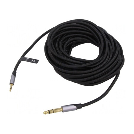 Cablu Audio Jack 3.5mm la Jack 6.3mm 3m Negru | Electronic-mag.ro | Componente Electronice